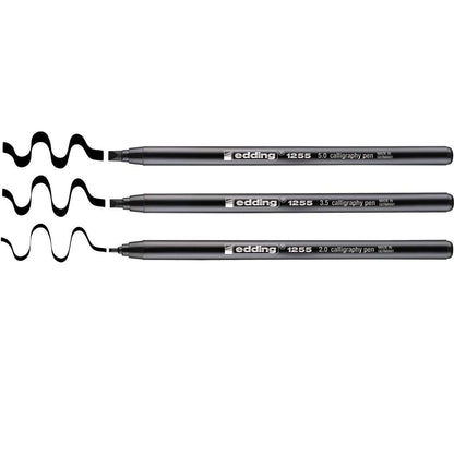 EDDING - Blister de 3 rotuladores Calligraphy Pen 1255, tamaño 2/3,5/5 mm, color negro
