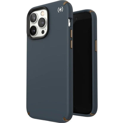 Speck Presidio2 Pro Funda Compatible con iPhone 14 Pro MAX, Protección Caídas 4m, Bisel Elevado, Protección Antimicrobiana - Carbón/Bronce