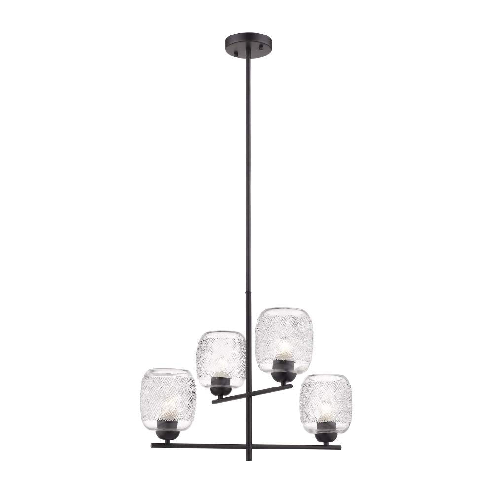 Tecnolite Lampara Colgante Aluminio Negro/Cristal Transparente 34W 100V 240CTL8314MVCT, Grande