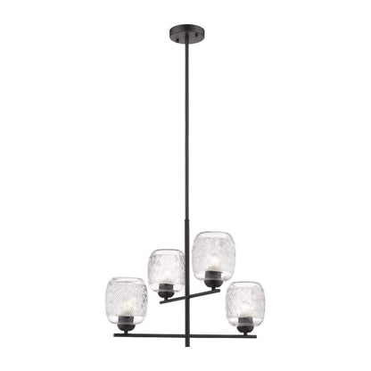 Tecnolite Lampara Colgante Aluminio Negro/Cristal Transparente 34W 100V 240CTL8314MVCT, Grande