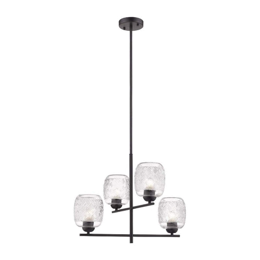 Tecnolite Lampara Colgante Aluminio Negro/Cristal Transparente 34W 100V 240CTL8314MVCT, Grande