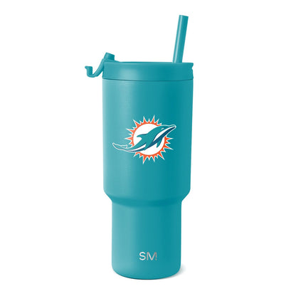 Simple Modern Termo de 30 Onzas con Tapa Abatible y Popote - MERCANCÍAS - Miami Dolphins