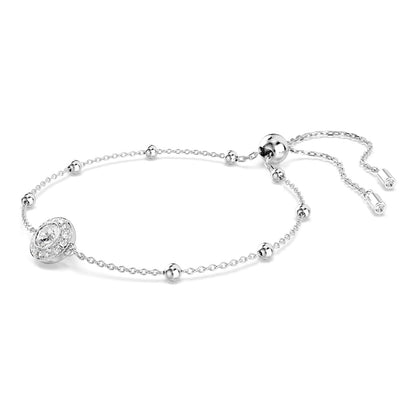 Swarovski Pulsera Una Angelic, Talla redonda, Blanca, Baño de rodio