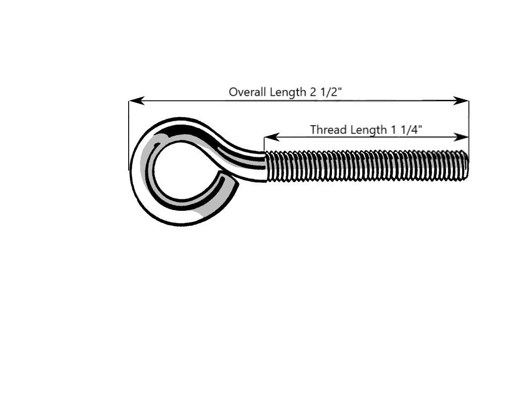 Cierre duro 014973454326 - tornillo de ojo de zinc, 1/4-20 x 2-1/2 pulgadas, 15 piezas
