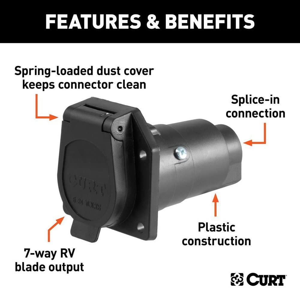CURT 58150 - Conector de arnés de cableado para Remolque de 7 Pines