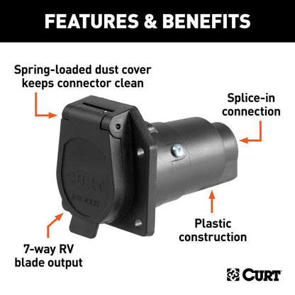CURT 58150 - Conector de arnés de cableado para Remolque de 7 Pines