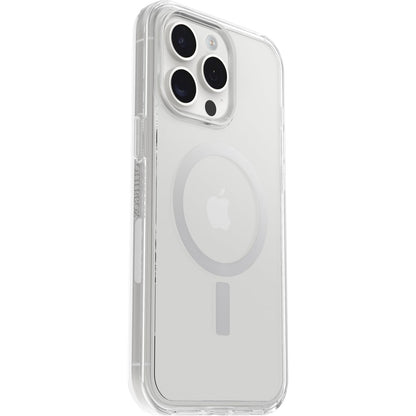 OtterBox - Funda Transparente para iPhone 15 Pro MAX (Solamente) Serie Symmetry - (Transparente), se Ajusta a MagSafe, Ultra Elegante, Bordes elevados Que protegen la cámara y la visualización (se