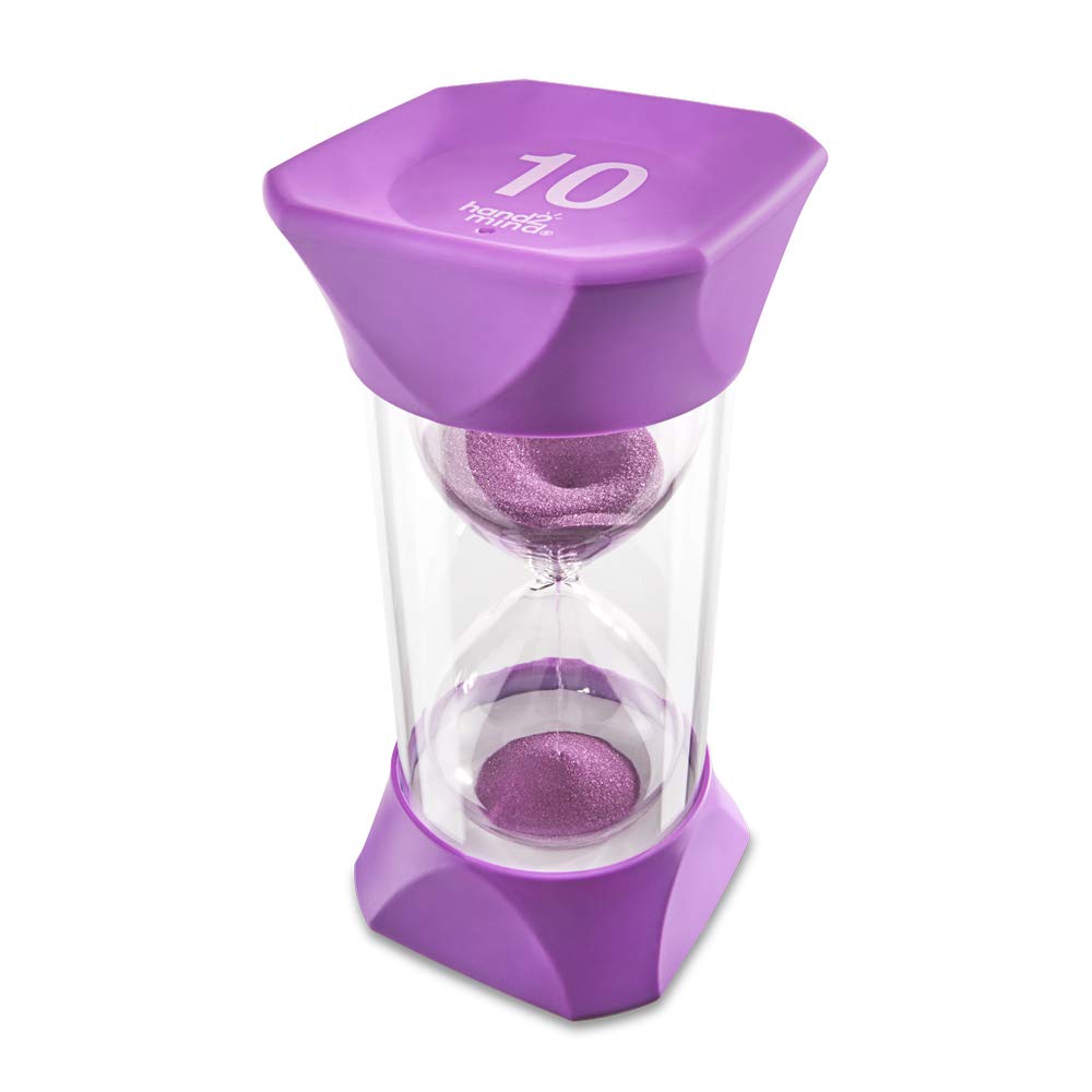 hand2mind Purple Jumbo Sand Timers, 10 Minute Sand Timer, Timer for Kids, Hourglass Sand Timer with Soft Rubber End Caps, Large Sand Timers, Visual Timer, Ten Minute Sand Timer (Set of 1)