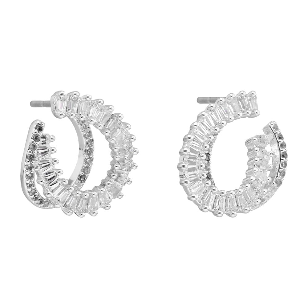 Anne Klein Aretes Plateado Asimetrico