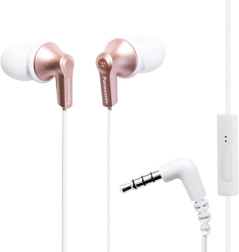 Panasonic ErgoFit - Auriculares con Cable con micrófono, 3.5 mm Jack con micrófono y Driver de Llamadas, Auriculares ergonómicos de Ajuste Personalizado (S/M/L), para teléfonos y portátiles