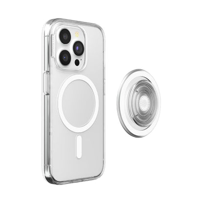PopSockets - Funda para iPhone 15 Pro con Agarre Redondo para teléfono Compatible con MagSafe, Funda de teléfono para iPhone 15 Pro, Compatible con Carga inalámbrica, Transparente