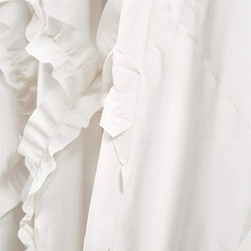 Lush Decor - Juego de Cortinas con Volantes de Diamantes con Textura para Ventana de Estar, Comedor, recámara (par), 95 x 54 Pulgadas, Color Blanco
