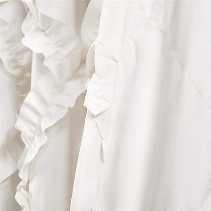 Lush Decor - Juego de Cortinas con Volantes de Diamantes con Textura para Ventana de Estar, Comedor, recámara (par), 95 x 54 Pulgadas, Color Blanco