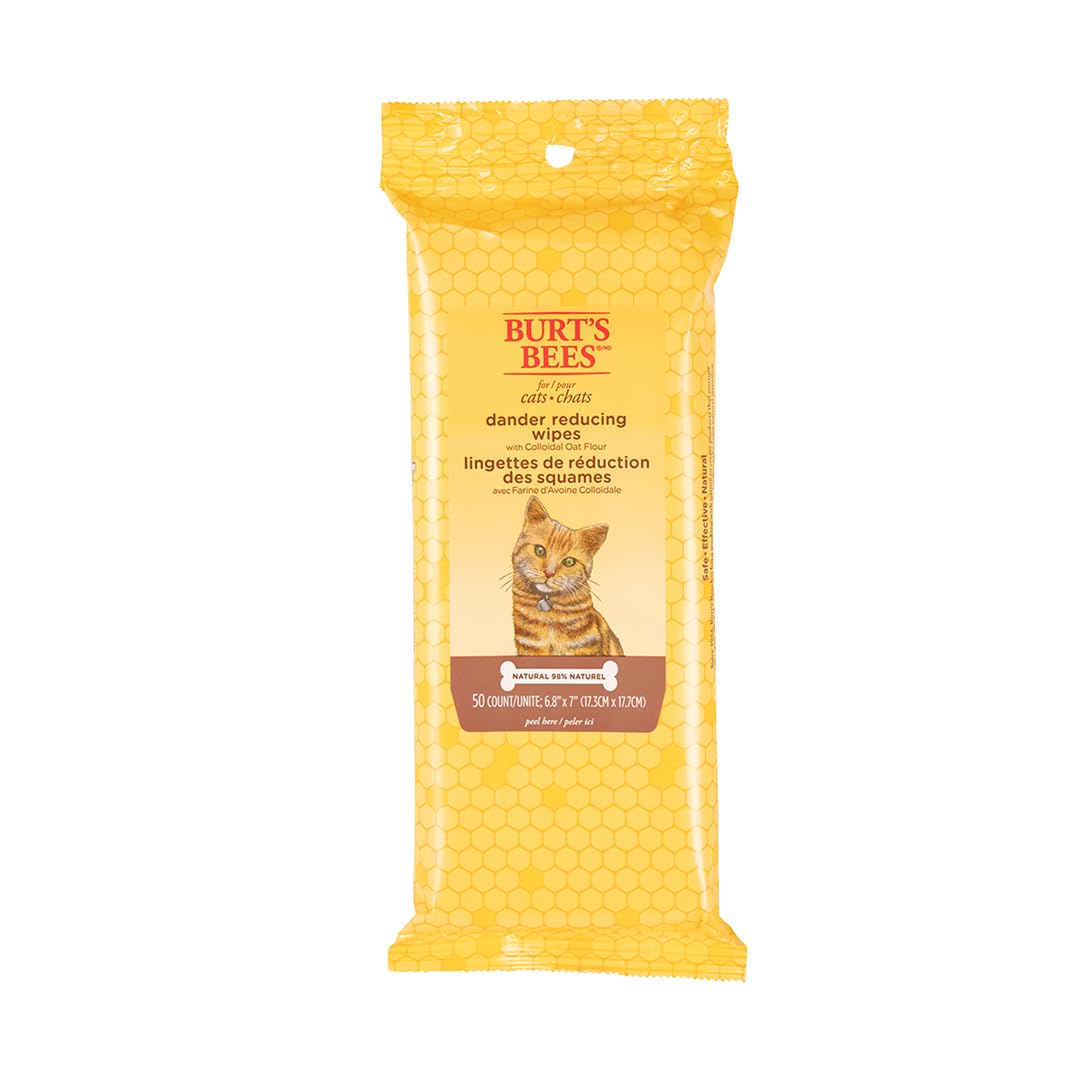 Burt’s Bees Dander Reducing Grooming Wipes for Cats, 50 Wipes