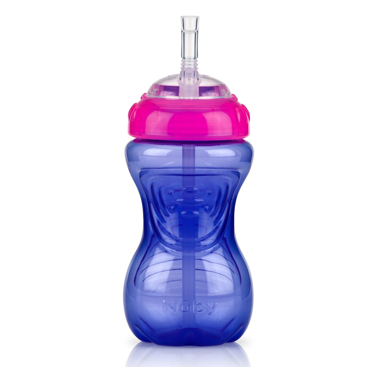 Nuby 3 Piece Girl No-Spill Cup with Flex Straw, 10 Ounce, Multicolor