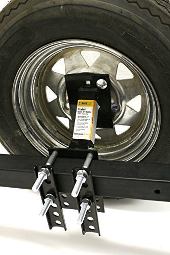MaxxHaul 80071 Portaequipajes de Repuesto para Remolques con Soporte de Bloqueo de Neumáticos, Negro