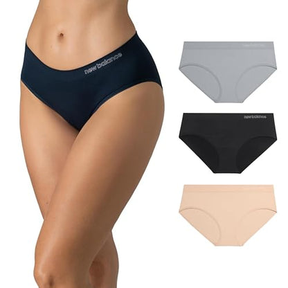 New Balance Ropa Interior Hipsters sin Costuras de Rendimiento Ultra cómodo (Paquete de 3) Ropa Interior a la Cadera para Mujer
