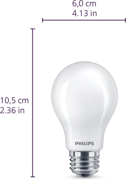 Philips LED 40W A19 Paquete de 8 bombillas de luz diurna ultra definida (5000K) 450 lúmenes (5W = 40W) regulables sin parpadeo esmerilado