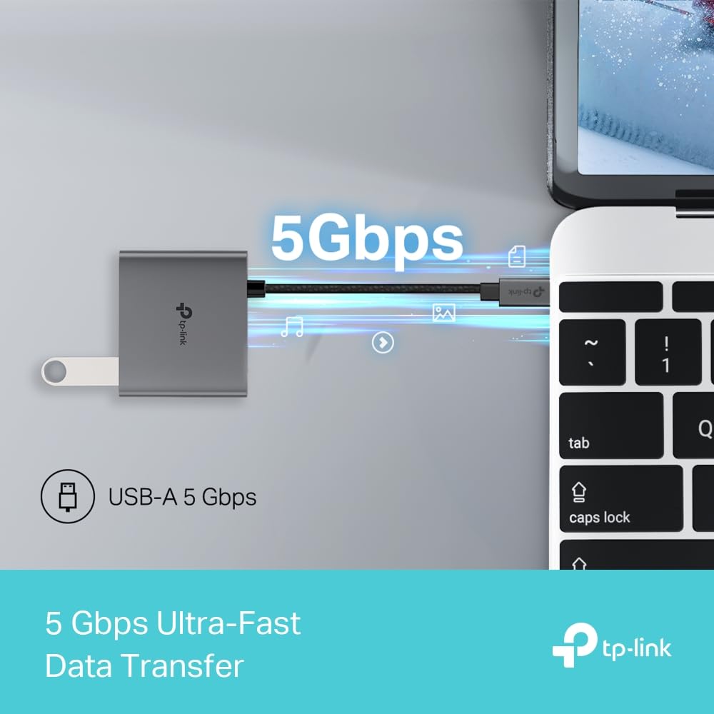 TP-Link USB Type-C 3 en 1 Hub (UH3020C) - 4K HDMI 60Hz, 100W PD de Carga, Puerto USB-A de 5Gbps, Enchufe y Uso, aleación de Aluminio, Cable Trenzado, Compatible con Windows, macOS, iPadOS, ChromeOS,