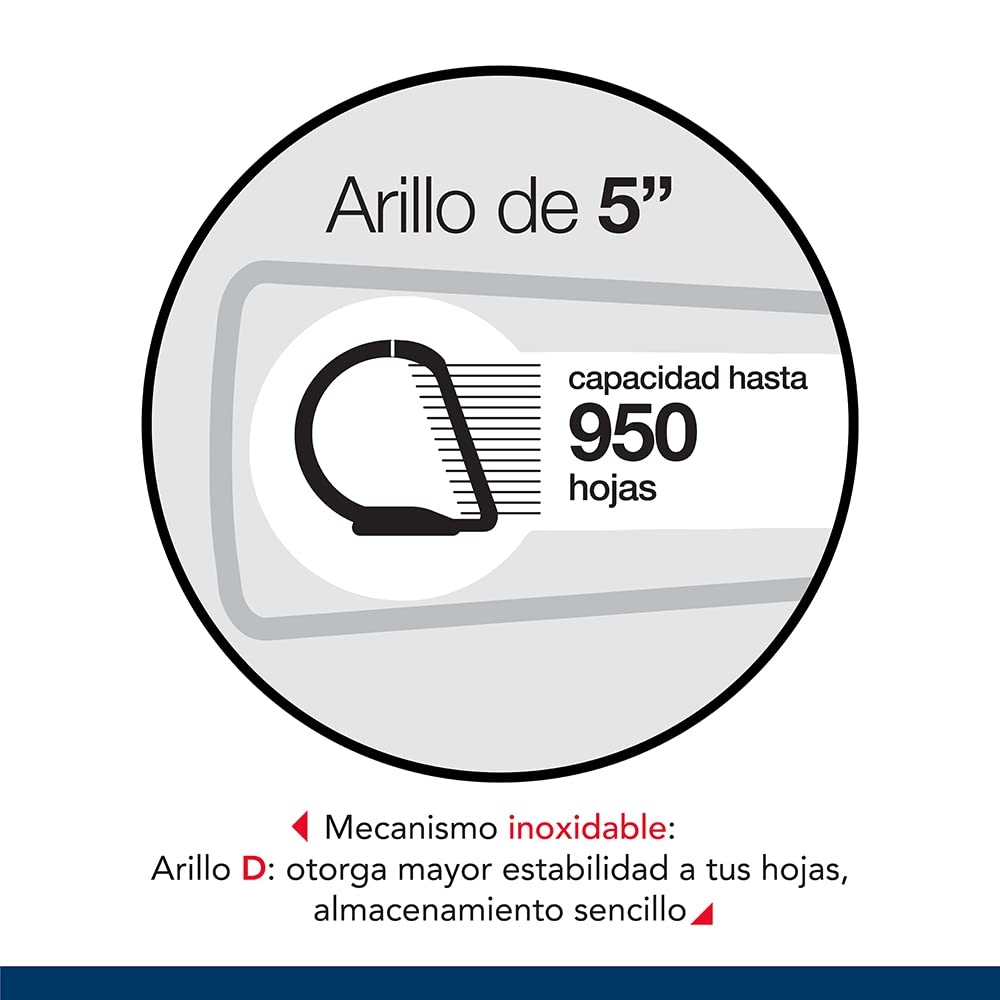 Wilson Jones Carpeta Arillo Tipo D 5 Pulgadas para 950 Hojas Tamaño Carta Color Blanco