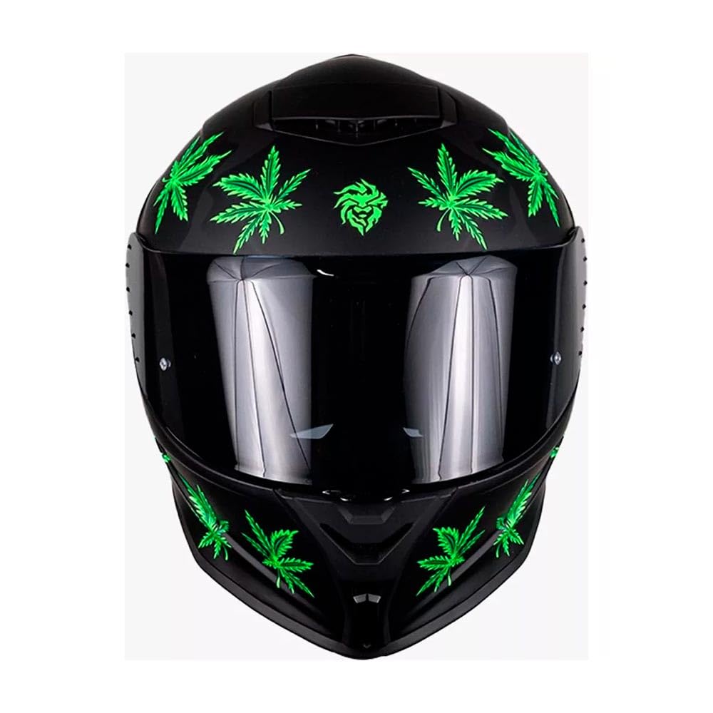 KOV Casco Buster Mary Jane Negro Mate Brilla EN LA Oscuridad para Moto Certificado Dot
