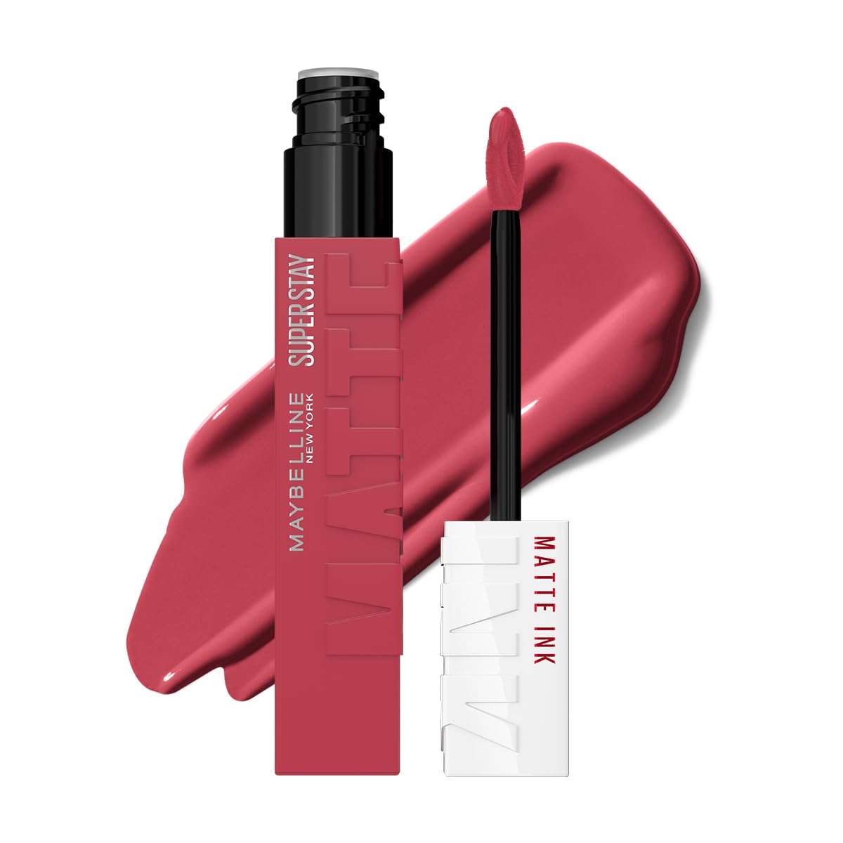 Maybelline Superstay Matte Ink, Labial Líquido Mate de Larga Duración, 16 Horas de Alta Pigmentación, No se Transfiere, Aplicador de Precisión, Tono 155 Pink Savant, 5 ml