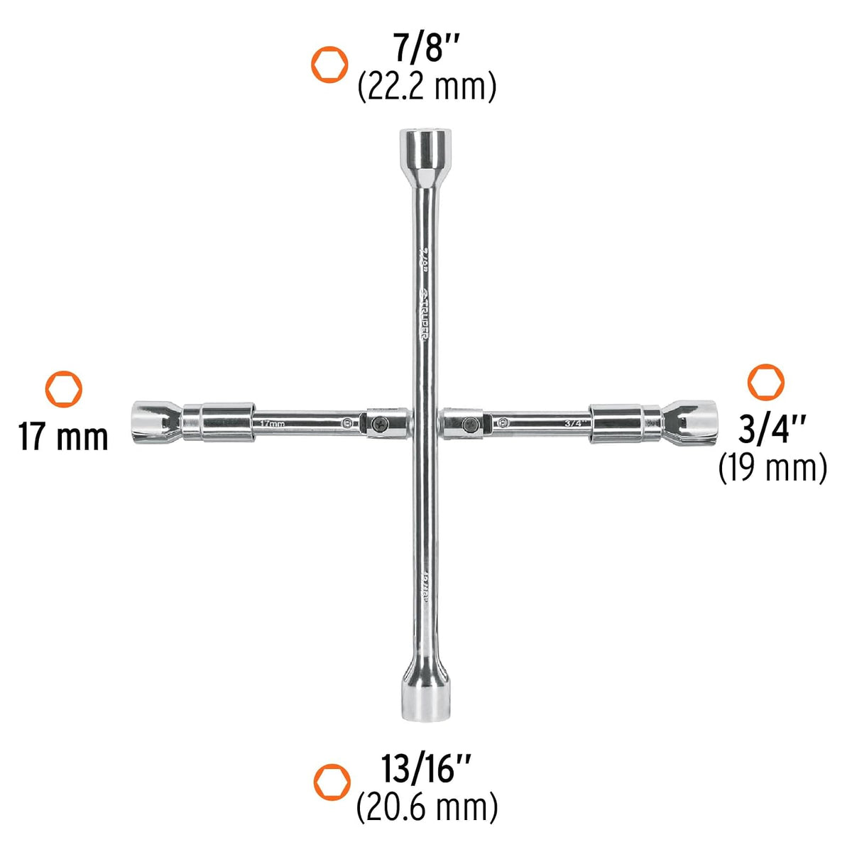 TRUPER Llave de Cruz para Auto de Acero 36 cm, Plegable, Plateado, LLCR-14X