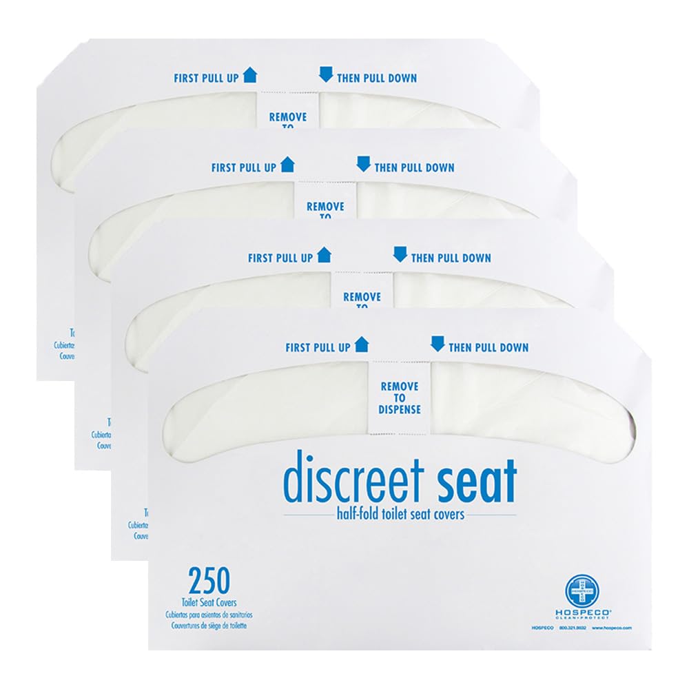 Discreet Seat DS-1000 - Fundas de asiento de inodoro de media pliegue, color blanco (4 unidades de 250)