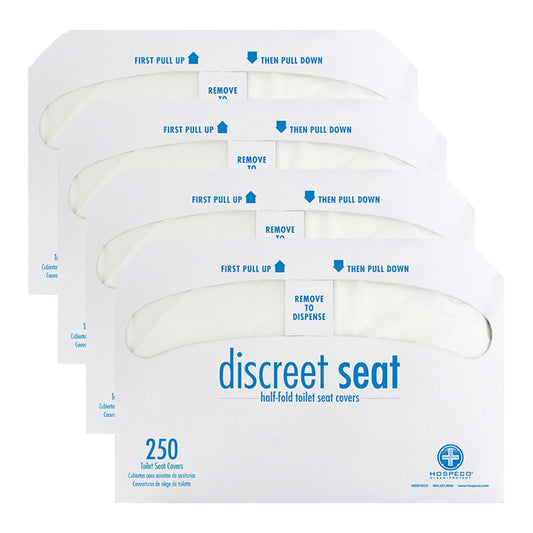 Discreet Seat DS-1000 - Fundas de asiento de inodoro de media pliegue, color blanco (4 unidades de 250)
