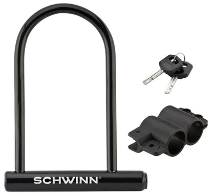 Schwinn - Cerraduras de Bicicleta, Cerradura en U o Opciones de Bloqueo Iluminado, Resistente antirrobo, Cerradura para Equipos al Aire última intervensión y Bicicleta - Nivel de seguridad 4 - U-Lock - Bloqueo en U