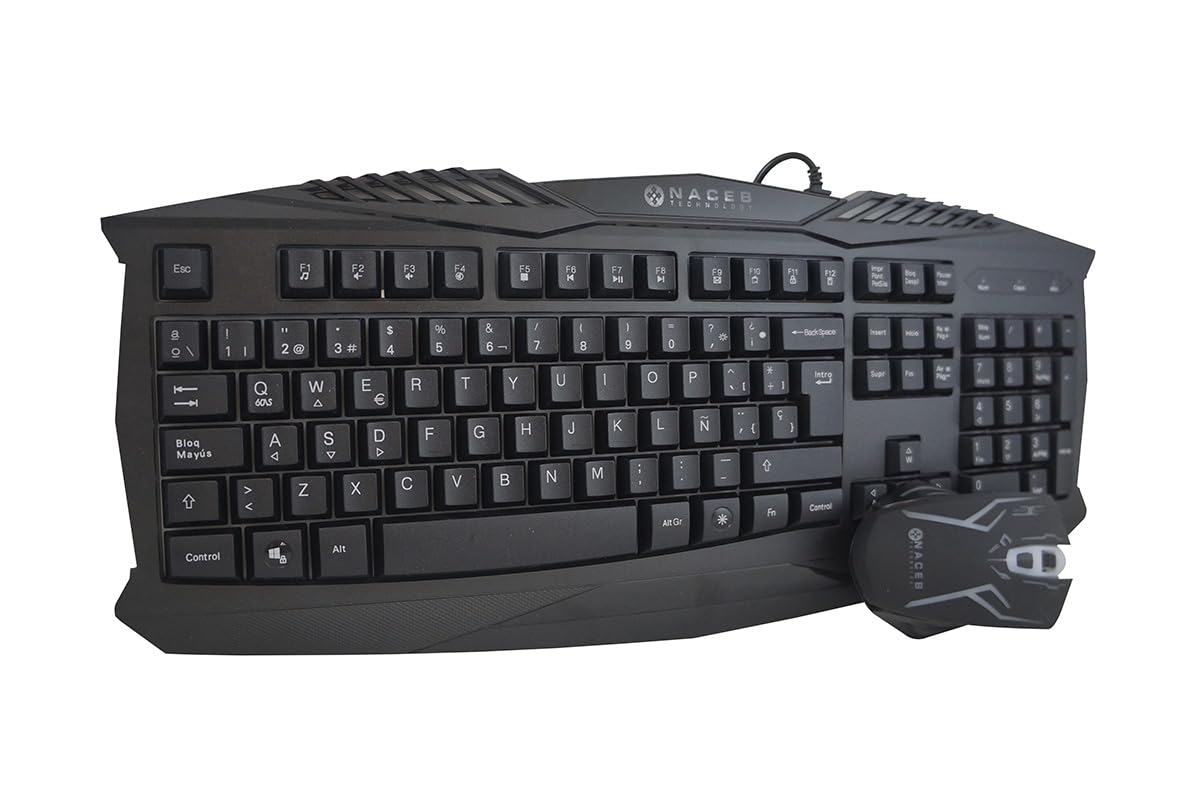 Gaming Naceb Kit Teclado y Mouse Gamer NA-617 RGB con Cable USB, Teclado Retroiluminado y Mouse Iluminado para PC Gaming