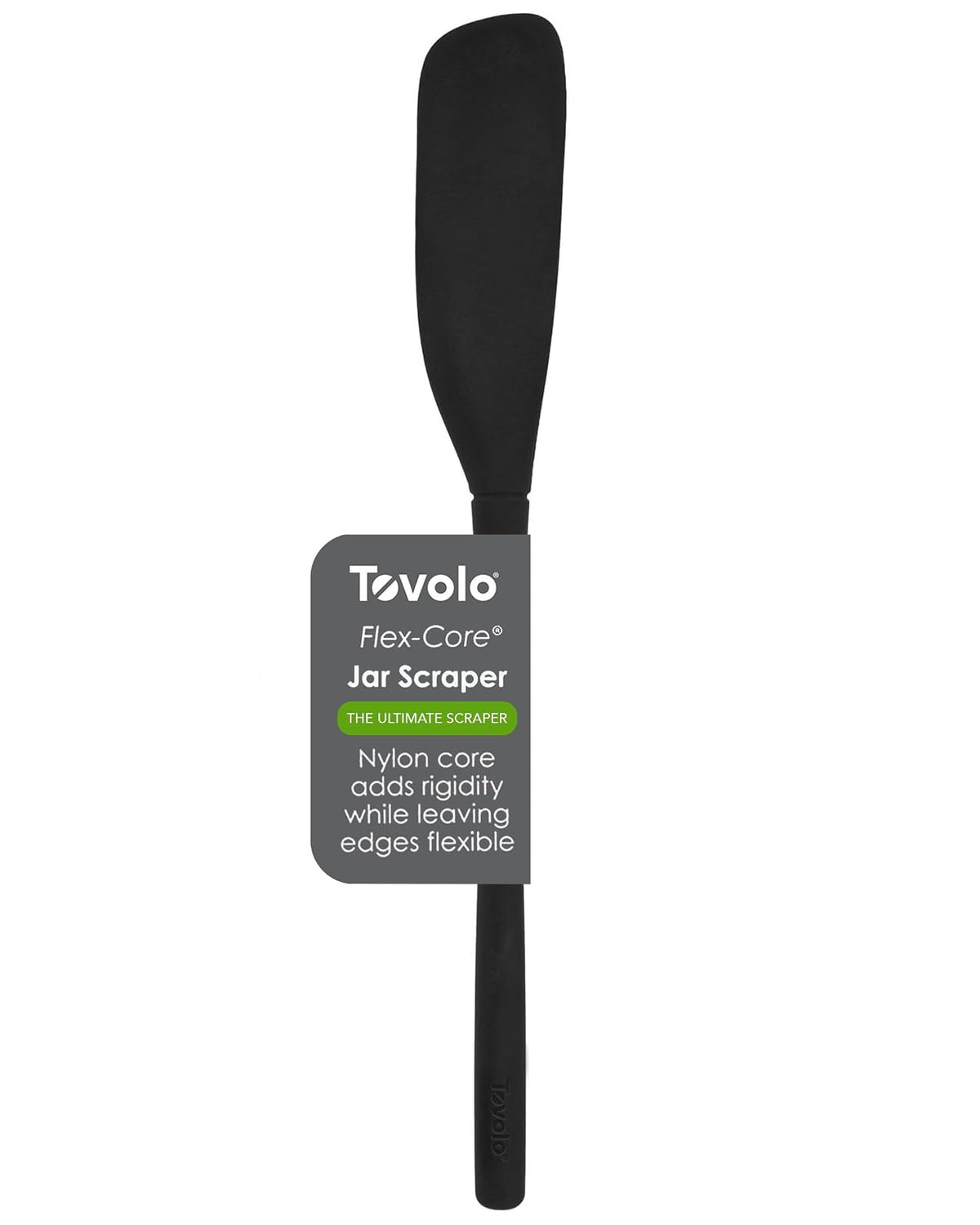 Tovolo Flex-Core - Espátula de silicona para tarro – Espátula de goma de mango largo con cabeza en ángulo para recoger y raspar, espátulas resistentes al calor para uso en cocina, apto para lavaplatos