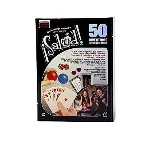 Novelty Corp - ¡Salud! 50 Juegos del Beber, Ideal para Fiestas y Reuniones, Juegos de Mesa para Adultos, Versatilidad y Diversión, Desde ''Yo Nunca'' Hasta Baraja de Póker