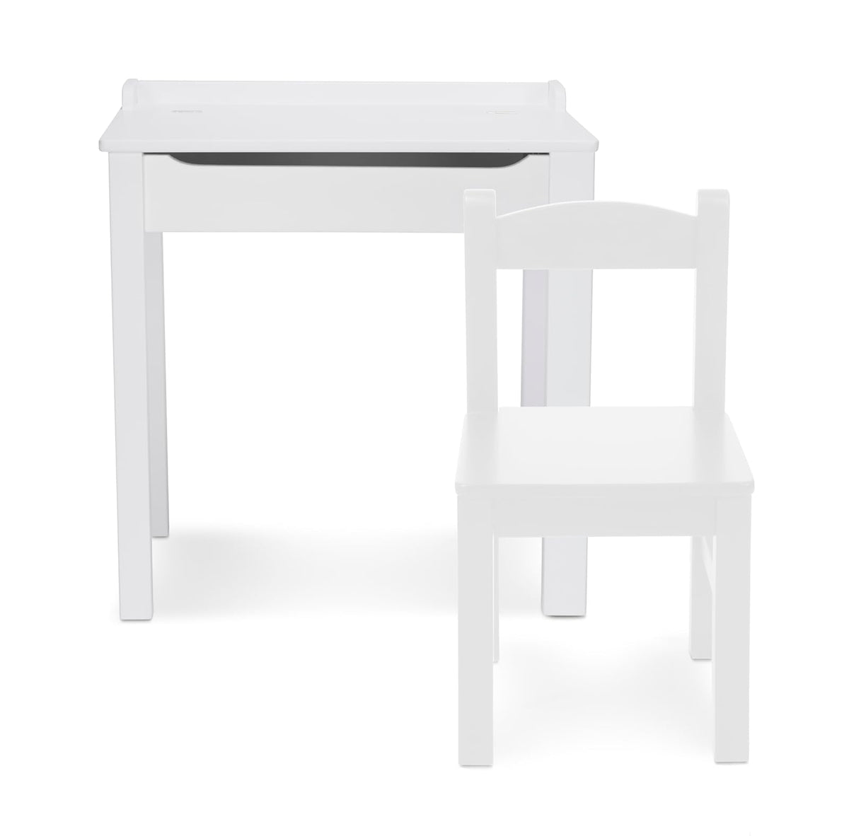 Melissa & Doug Escritorio con tapa abatible y silla para niños, juego de escritorio y silla de madera resistente, tapa con bisagra de seguridad, blanco, 40.894 cm alto x 59.944 cm ancho x 58.928 cm largo