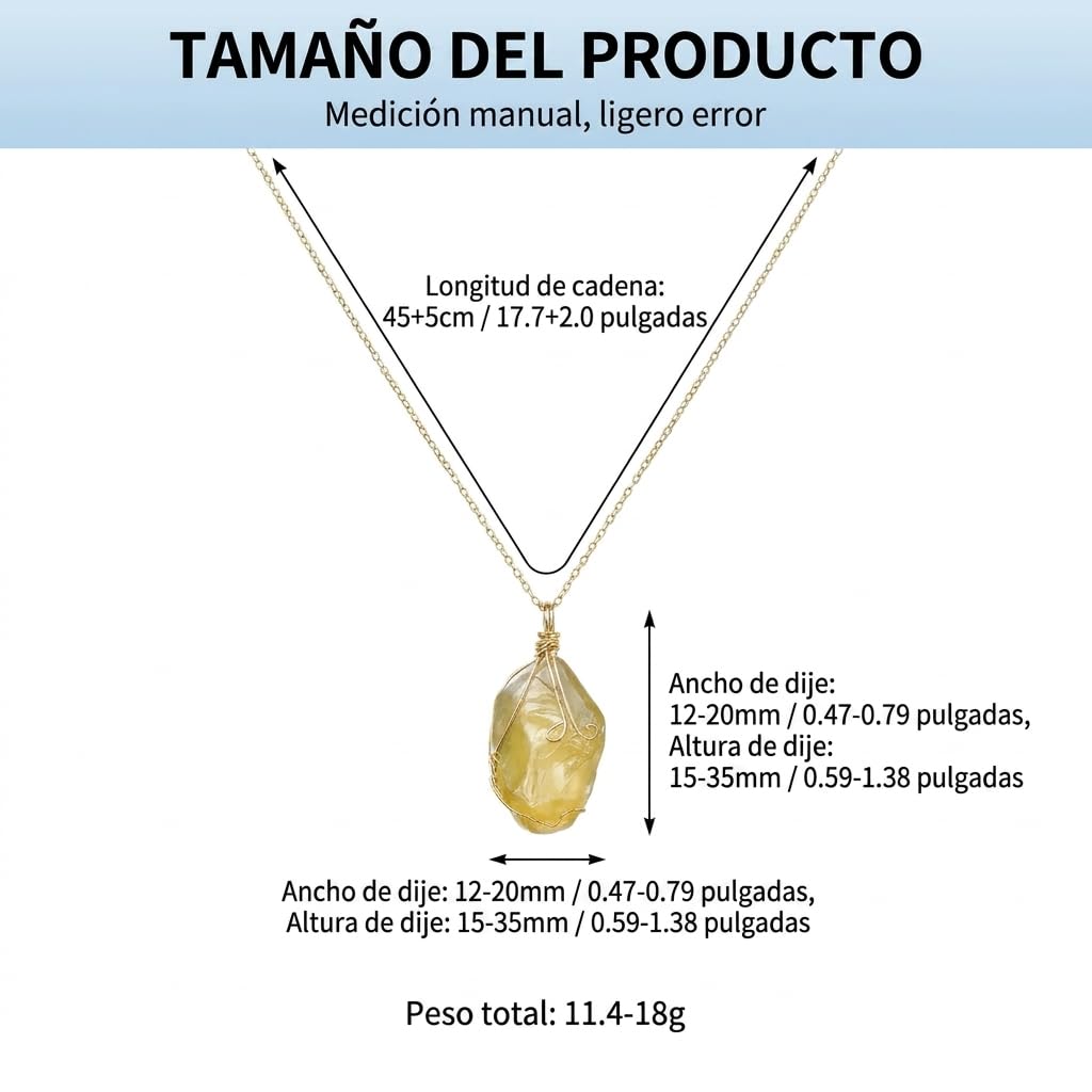 XYPHIELLE Collar de Citrino Amarillo Natural para Mujer, Dije de Piedra de la Abundancia en Alambre, Joyería de Moda y Éxito, Regalo de Luz y Alegría
