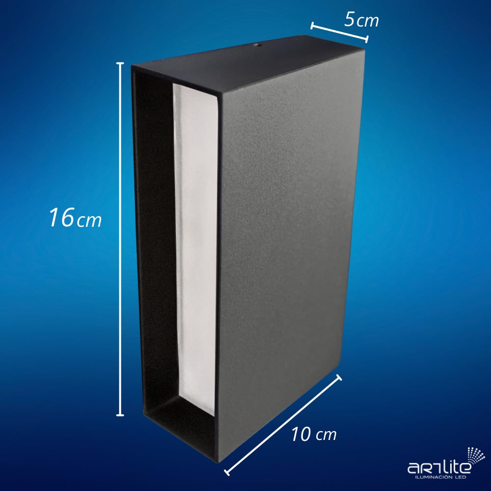 Luminaria LED de Pared Prisma Disparo Sencillo Artlite ADE-026 Aluminio Negro Exterior 10W IP54 (Blanco Frío 6500k)