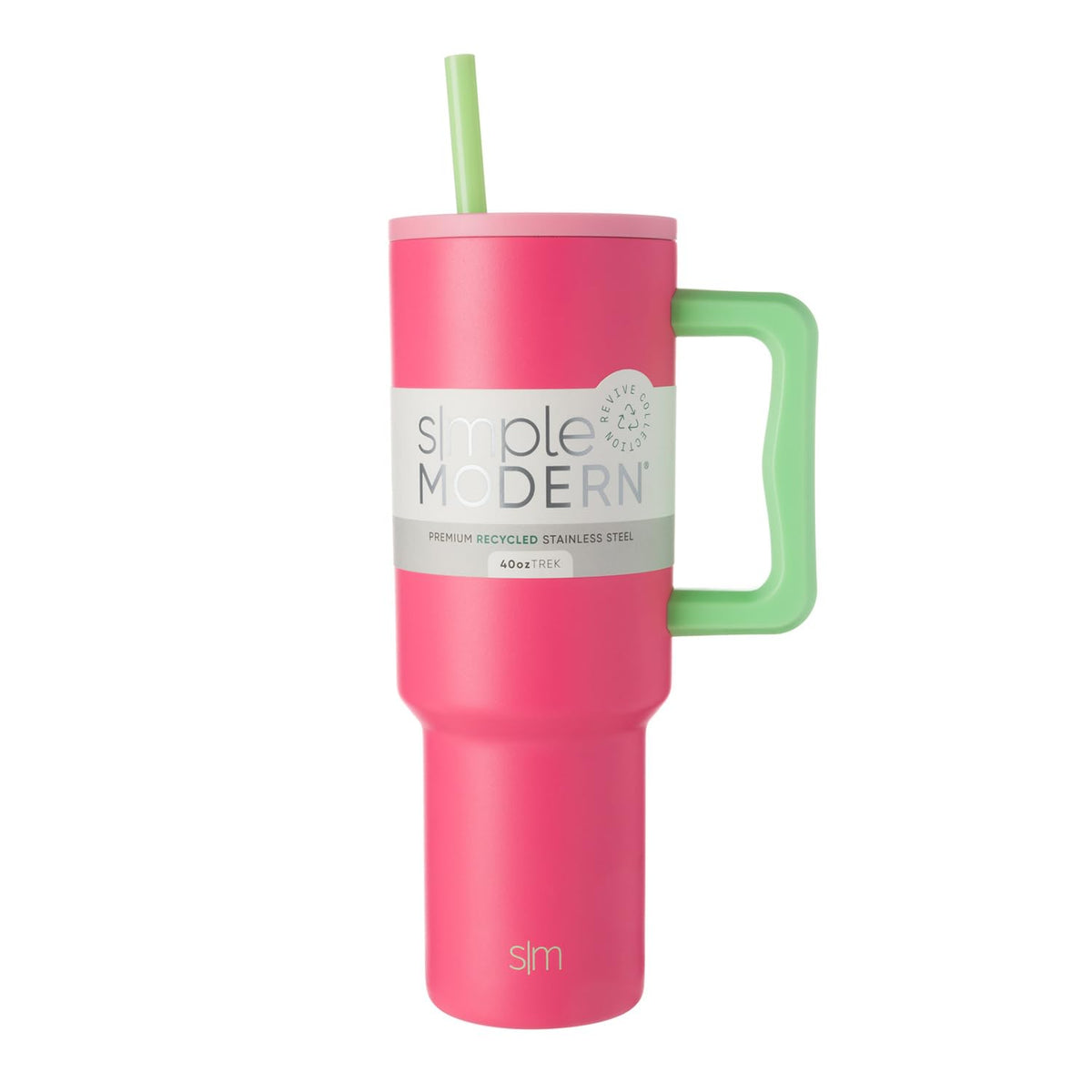Simple Modern Trek Vaso Térmico con Asa y Popote, Acero Inoxidable, 890-1180 ml - 1180ml - Pattern: Watermelon Splash