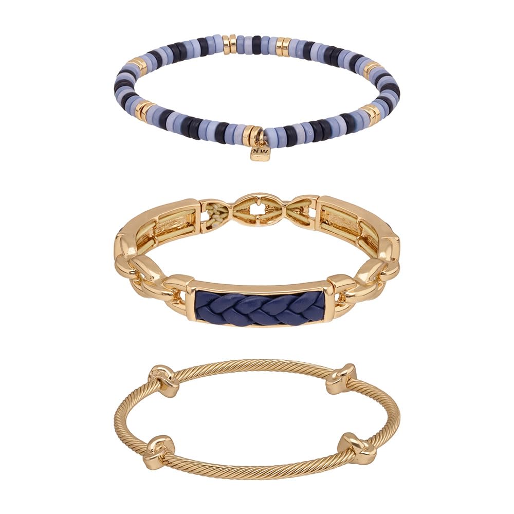 Nine West Box Set Pulsera Dorado Multiniveles para Mujer
