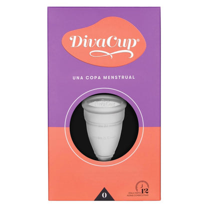 DivaCup Copa Menstrual Reutilizable Modelo 0 – 100% Silicona Médica, Hasta 12 Horas de Protección, Sin BPA ni Látex, Ecológica y Cómoda para Uso Diario