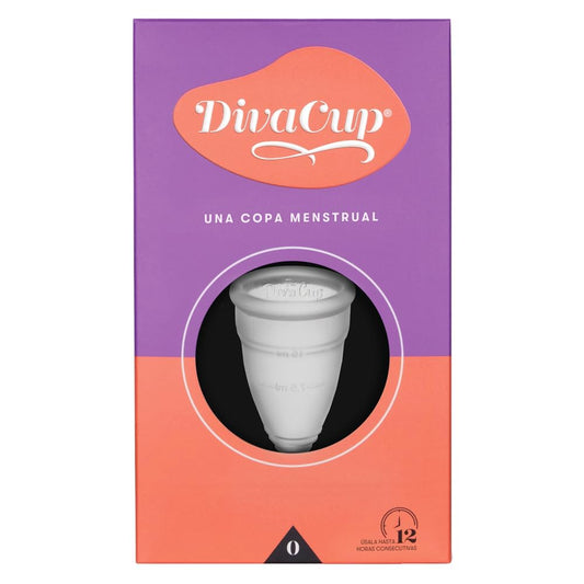 DivaCup Copa Menstrual Reutilizable Modelo 0 – 100% Silicona Médica, Hasta 12 Horas de Protección, Sin BPA ni Látex, Ecológica y Cómoda para Uso Diario