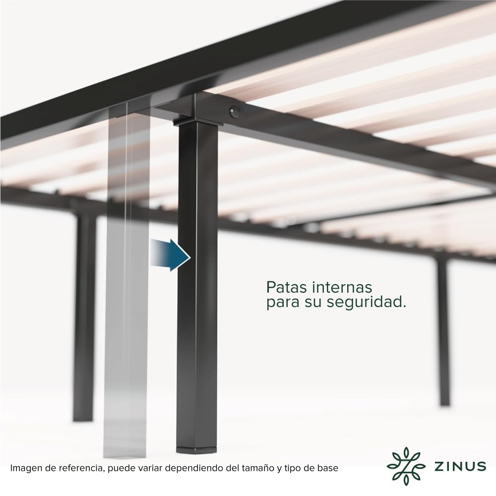 Zinus Euro Smart | Base de Cama Matrimonial de Metal con Espacio de Almacenamiento | Fácil de Armar y con 5 años de Garantía