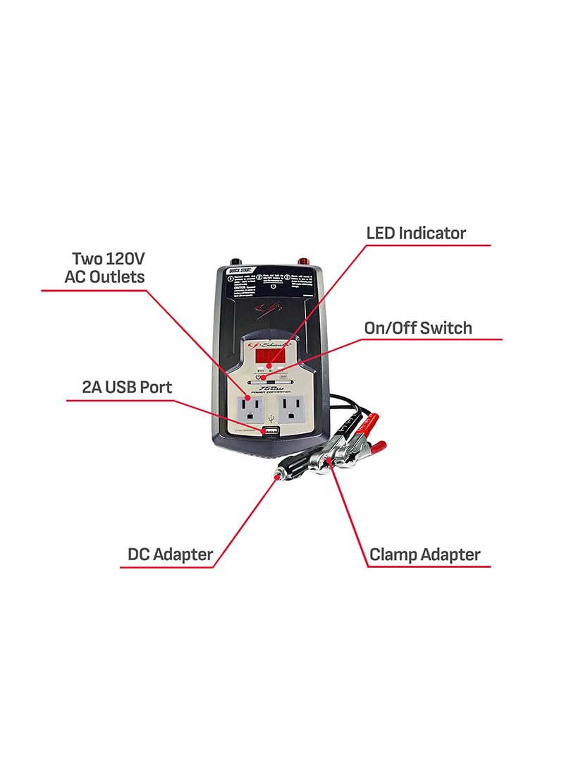 Schumacher XI75DU Inversor de Corriente Digital 750W para Automóviles, Negro
