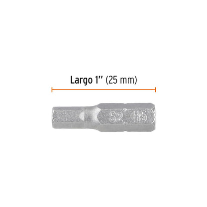 Truper Expert PUDE-7105, Estuche con 5 puntas hexagonales de 5 mm largo 1"