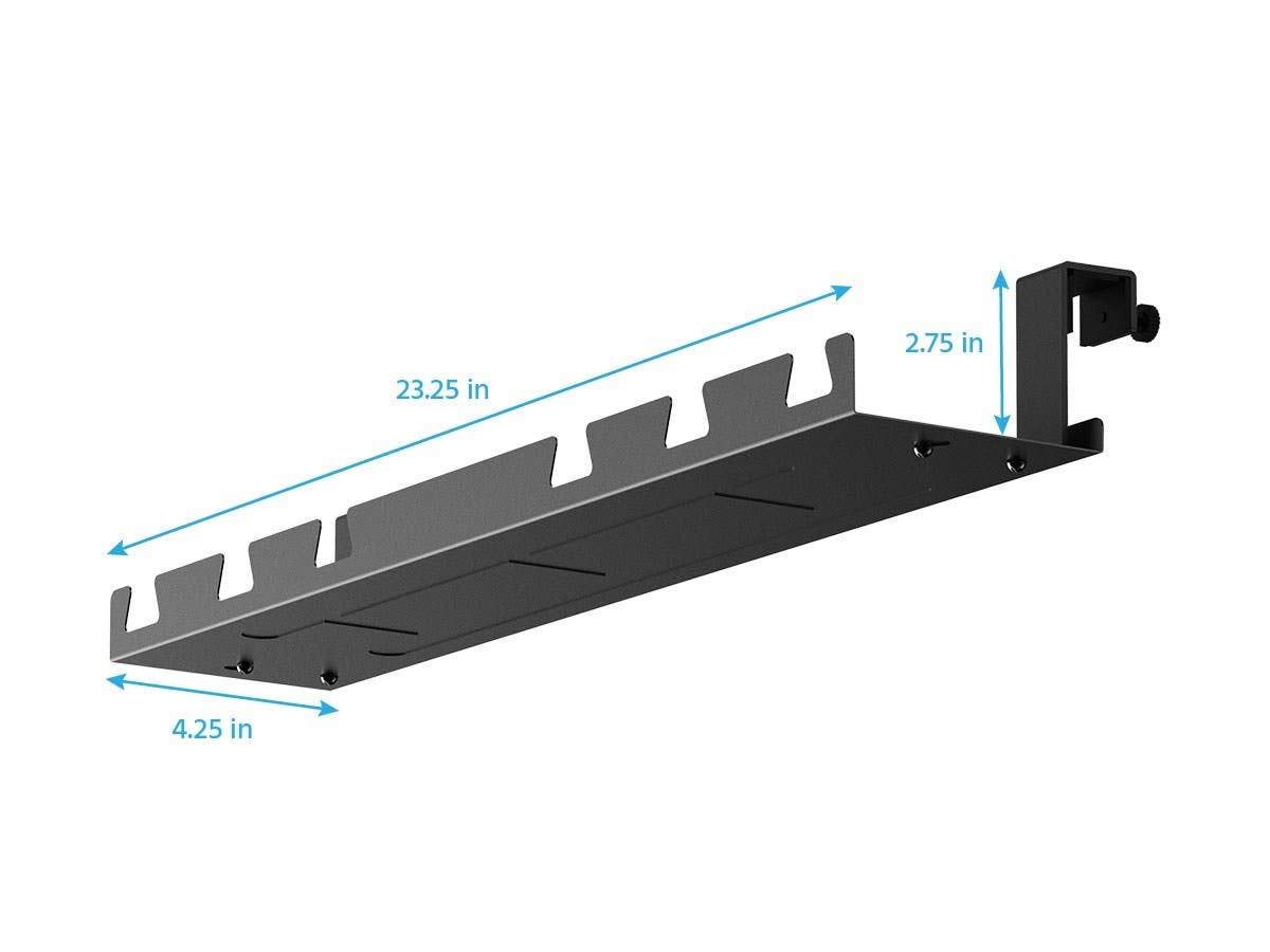 Mono Cable Tray Organizer - Black | Under Desk Cord Management, Ideal For Work Computer Tables, Home and Office Sit-Stand Desks - Workstream Collection