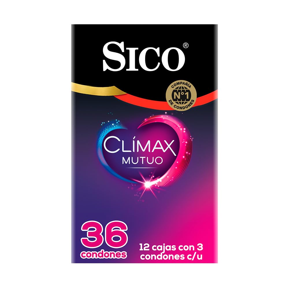 Sico Clímax Mutuo, condones con benzocaína, cartera con 36 piezas