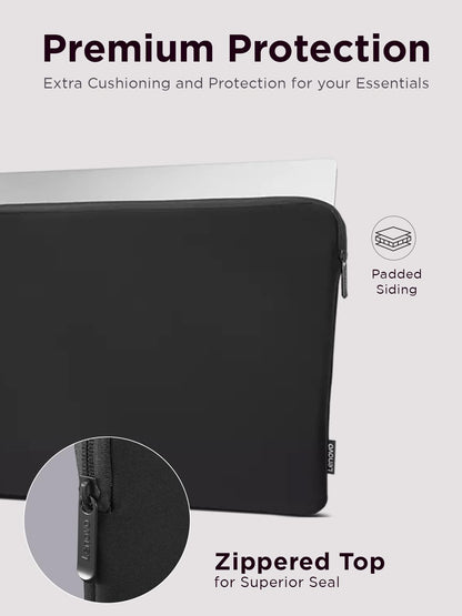 Lenovo Basic - Funda para portátil de 11 Pulgadas, Compatible con MacBook Air/Pro, Material de Neopreno, Forro Polar Suave, Apertura Superior con Cierre, Color Negro