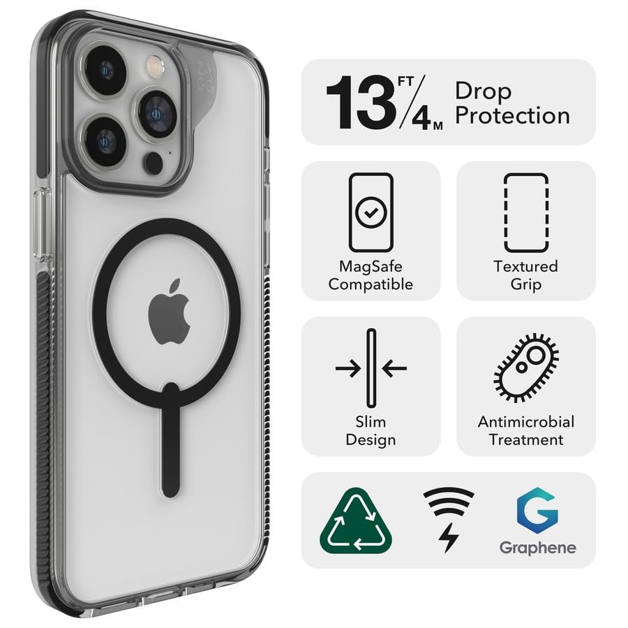 ZAGG Santa Cruz - Funda Compatible con iPhone 15 Pro, Color Negro
