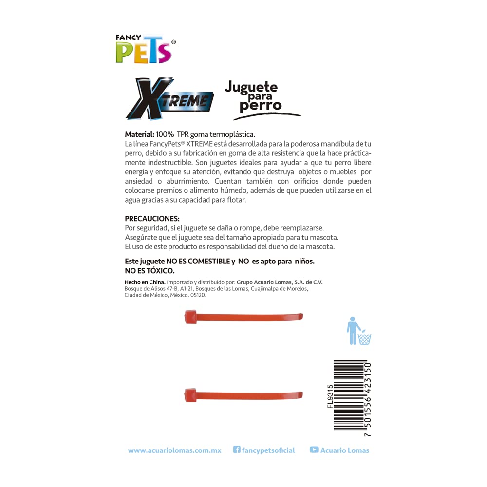 Fancy Pets Juguete Hueso Xtreme para Perros Chicos de Goma Resistente y Flotante