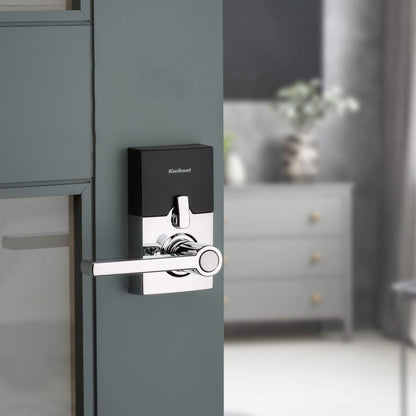 Kwikset SmartCode 917 - Teclado sin llave, cerradura electrónica residencial contemporánea, cerrojo de seguridad con manija de puerta Halifax y seguridad SmartKey, cromo pulido