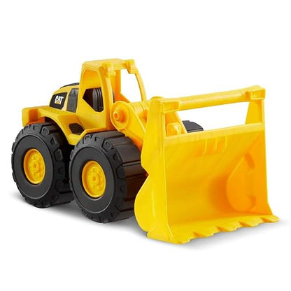 Cat - Juguetes de construcción de 3 Unidades, Paquete de 3 Unidades, 7 Pulgadas, Juguetes Amarillos para vehículos de construcción, Incluye camión volquete, Cargador de Ruedas y Excavadora para niños